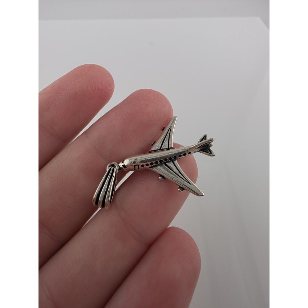 Sterling Silver 925 Plane Pendent - image 1